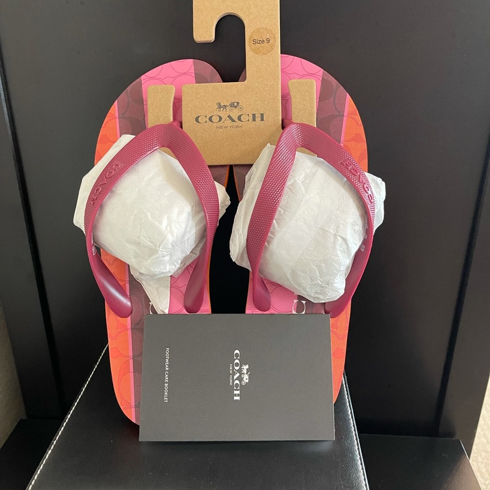 💥💥💥SOLD💥💥💥🎉HP🎉 COACH ZAK STRIPED FLIP FLOP SZ 9 NWT - Picture 6 of 8